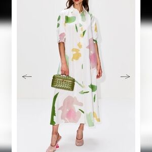 MaxMara AUTHENTIC Canter Botanical Flare Cotton Poplin Shirt Dress, US 4, NWT